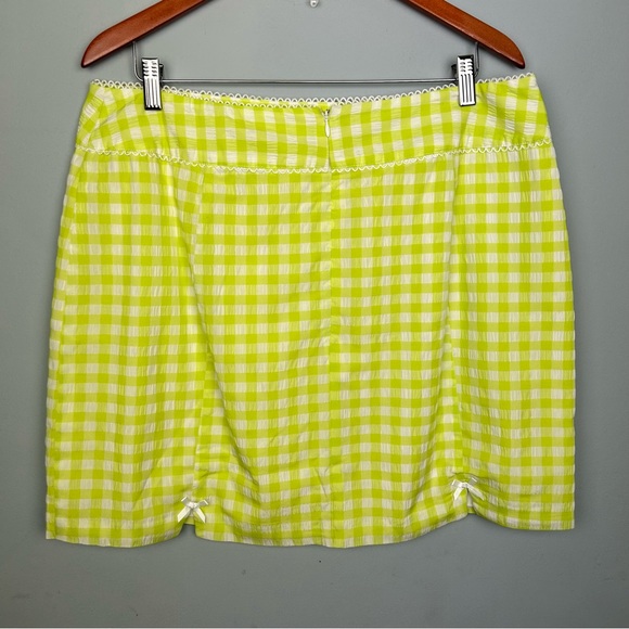 For Love And Lemons Maureen textured gingham mini skirt princess Seam slits 1X - Picture 5 of 12